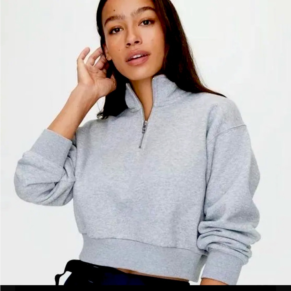 EUC Aritzia TNA Cozy AF Half Zip Hoodie White - Small